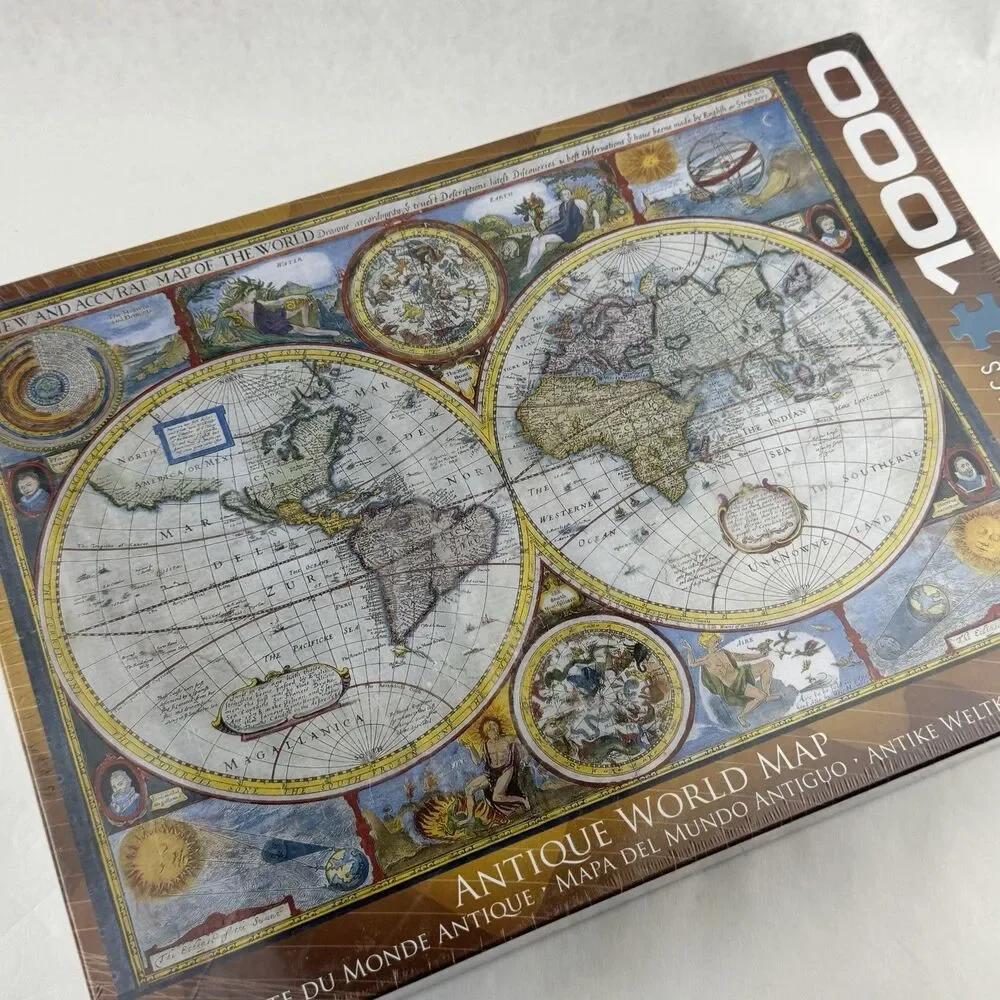 EuroGraphics Antique World Map Puzzle 1000 Piece 6000 2006 Jigsaw New Sealed